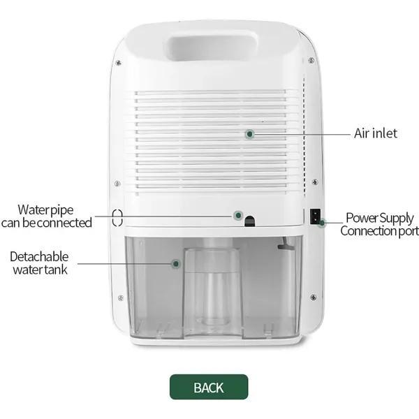 Mini déshumidificateur électrique de 2500 ml avec minuterie, pas de bruit pour salon, salle de bain, chambre à coucher, 42 W