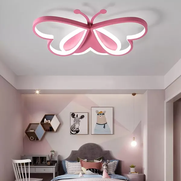 Plafonniers - 90 W - Motif papillon rose - Lampe pour chambre à coucher, chambre d'enfant, restaurant (intensité variable)