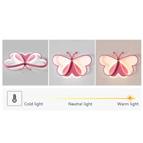 Plafonniers - 90 W - Motif papillon rose - Lampe pour chambre à coucher, chambre d'enfant, restaurant (intensité variable)