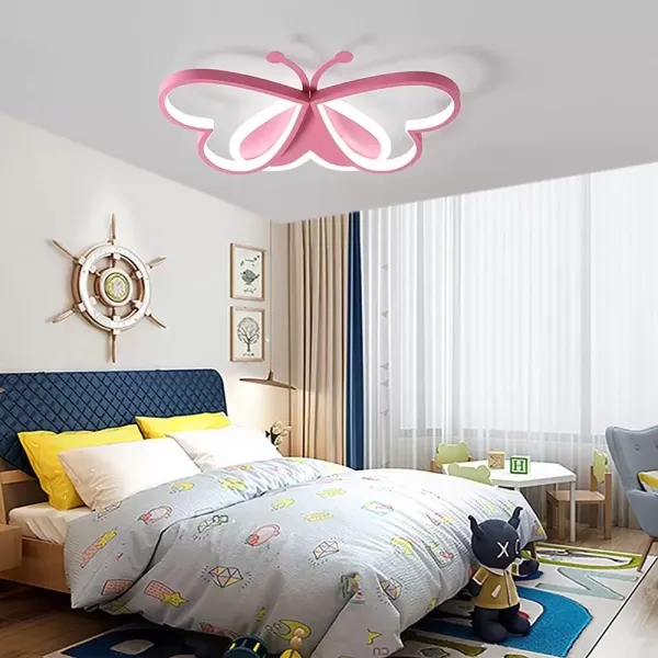 Plafonniers - 90 W - Motif papillon rose - Lampe pour chambre à coucher, chambre d'enfant, restaurant (intensité variable)