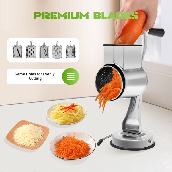 Râpe manuelle en acier inoxydable avec 5 lames différentes pour carottes, concombres, pommes de terre