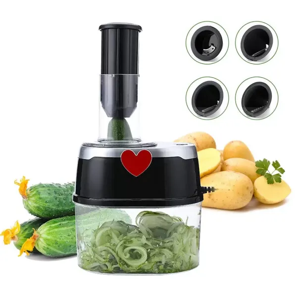 Coupe Légumes Électrique Coupe Spirale Trancheur Hacheur Râpe de Cuisine Spirale pour Courgettes Carottes Concombres 2L