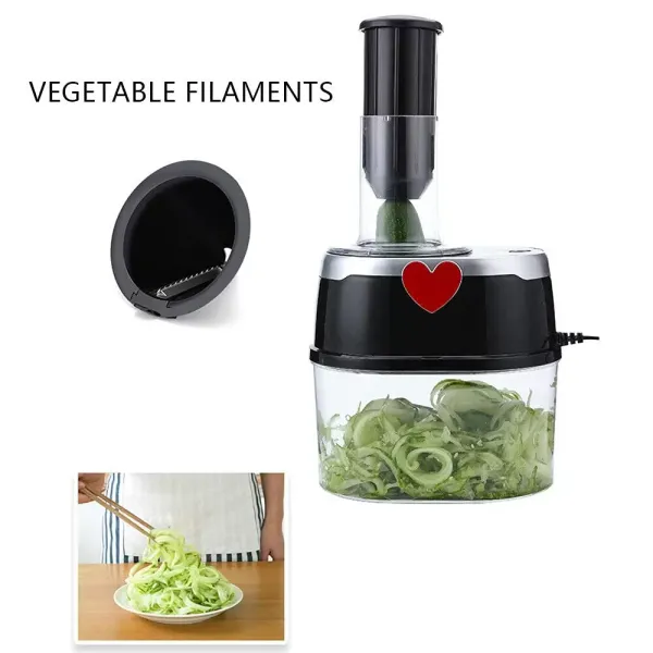 Coupe Légumes Électrique Coupe Spirale Trancheur Hacheur Râpe de Cuisine Spirale pour Courgettes Carottes Concombres 2L