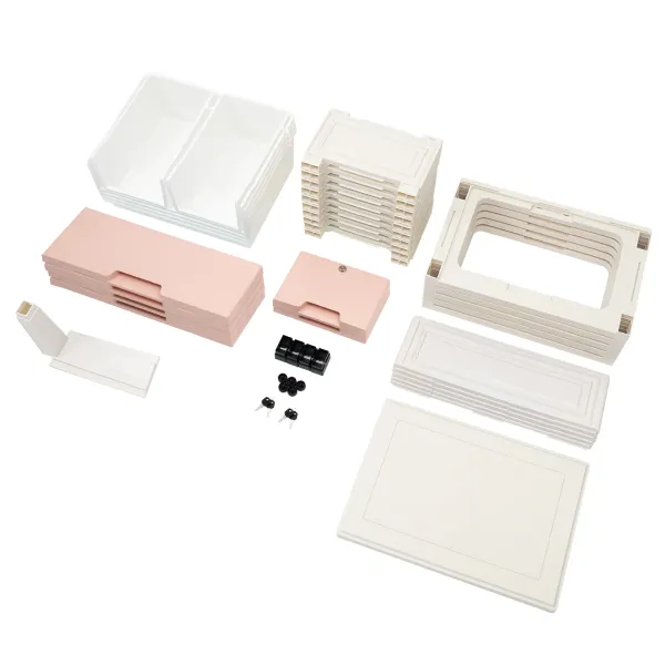 Commode de chevet en plastique avec 6 tiroirs - Avec 4 roues Home (39,7 x 33,8 x 13,8 x 40 cm) - Rose