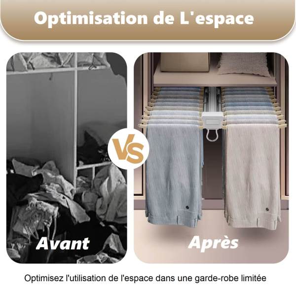 Cintre à pantalon multifonction en acier inoxydable extensible pour 22 pantalons - Grande capacité pour penderie