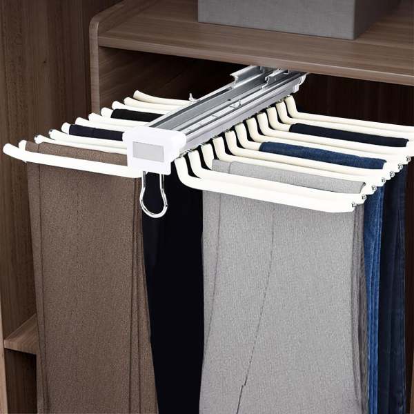 Cintre à pantalon multifonction en acier inoxydable extensible pour 22 pantalons - Grande capacité pour penderie