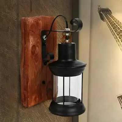 Retro Vintage Industriel Applique Murale Bois Métal Bar Antique Lumière DE