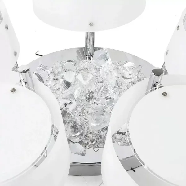 Plafonnier LED en cristal - Moderne - Suspension - Économie d'énergie - Réglable - Avec télécommande (5 têtes)