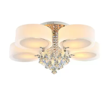 Plafonnier LED en cristal - Moderne - Suspension - Économie d'énergie - Réglable - Avec télécommande (5 têtes)