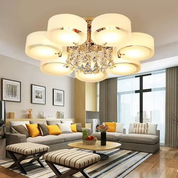Plafonnier LED E27 en acrylique Cristal avec télécommande pour couloir, chambre à coucher, cuisine, salle à manger, salon