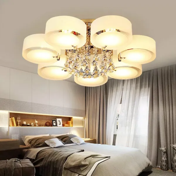 Plafonnier LED E27 en acrylique Cristal avec télécommande pour couloir, chambre à coucher, cuisine, salle à manger, salon