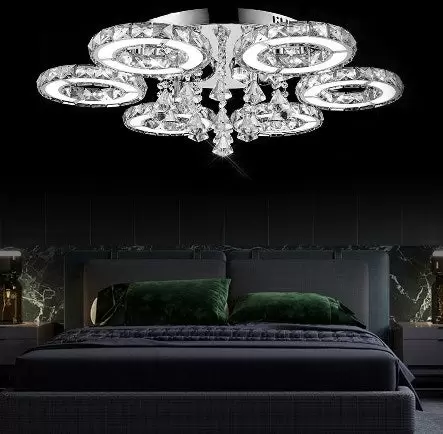 Kristallen LED-plafondlamp, dimbaar, met afstandsbediening, moderne plafondlamp voor woonkamer, keuken, slaapkamer, eetkamer