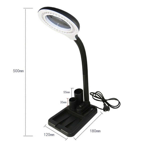 Lampe loupe professionnelle à LED - Loupe sur pied - 11 W - Objectif 85 mm - Avec loupe 5 fois
