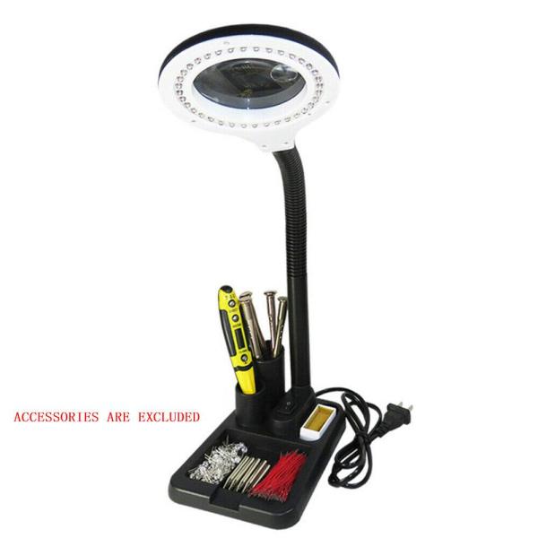 Lampe loupe professionnelle à LED - Loupe sur pied - 11 W - Objectif 85 mm - Avec loupe 5 fois