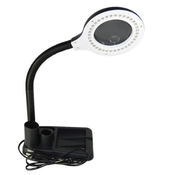 Lampe loupe professionnelle à LED - Loupe sur pied - 11 W - Objectif 85 mm - Avec loupe 5 fois