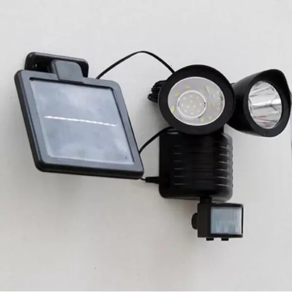 Lampe solaire LED murale avec câble de 5 m, angle réglable, étanche, lampe solaire de jardin avec détecteur de mouvement, lampe murale de sécurité