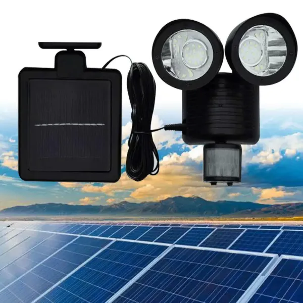 Lampe solaire LED murale avec câble de 5 m, angle réglable, étanche, lampe solaire de jardin avec détecteur de mouvement, lampe murale de sécurité