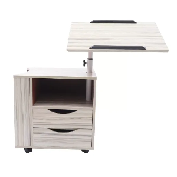 Table d'appoint avec roulettes - Hauteur réglable - Avec rail pratique pour tablette et rangement multi-couches
