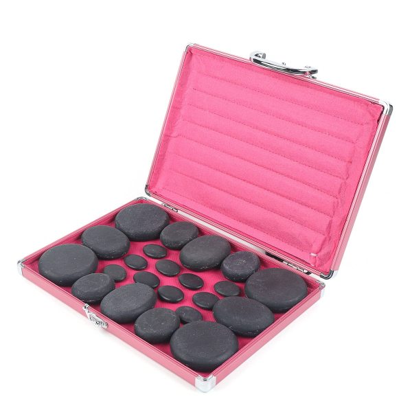 20 Pièces Les pierres de Lave pour un Massage Basalte Kit de Pierres Chaudes avec Boîte Chauffante Hot Stone Massage Chaud pour Spa, Bien-être