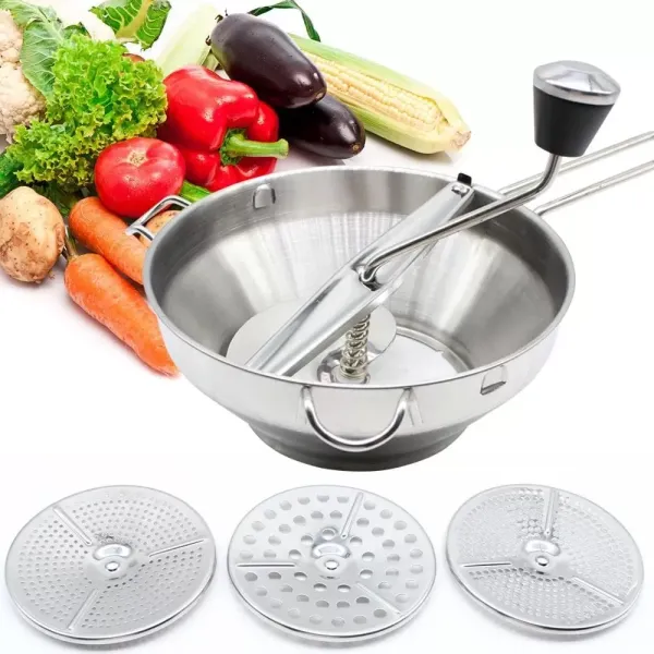 Moulin à purée en acier inoxydable - Passoire 1,9 l - Passe au lave-vaisselle - Passoire pour fruits, légumes