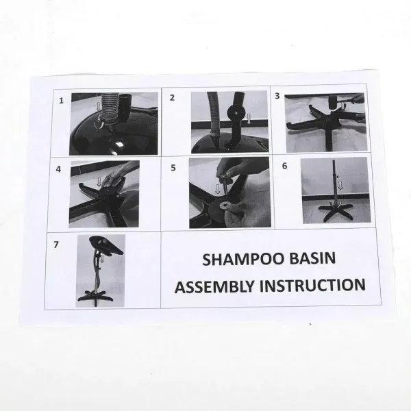 Lavabo à cheveux d'angle réglable en hauteur en plastique noir avec tuyau d'évacuation pour salon de coiffure
