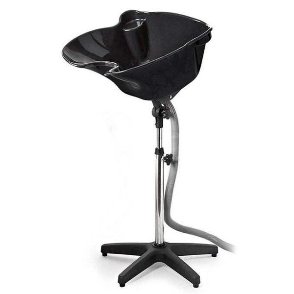 Lavabo mobile noir avec hauteur et angle réglables, avec tuyau d'évacuation (48 x 50 cm)