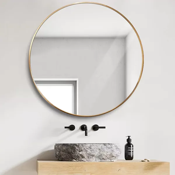 Miroir mural rond pour salle de bain, salon et plus - 80 cm