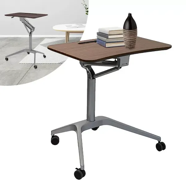 Table à roulettes pour ordinateur portable - Support fixe - Angle réglable en hauteur - Avec roulettes