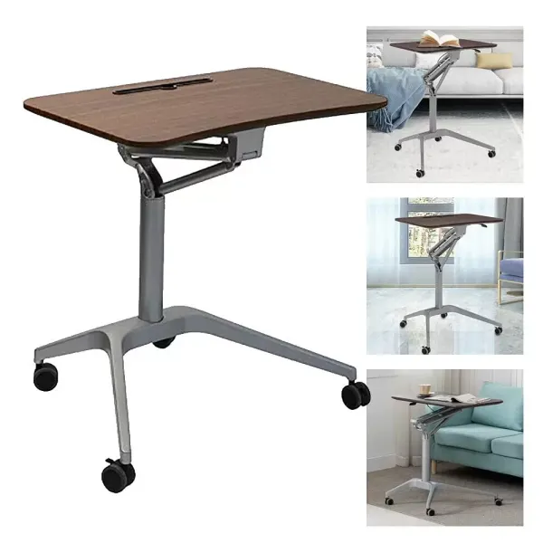 Table à roulettes pour ordinateur portable - Support fixe - Angle réglable en hauteur - Avec roulettes