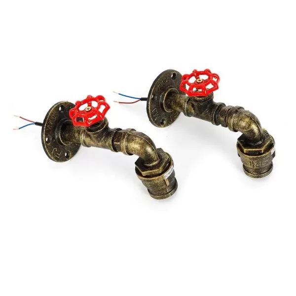 Lot de 2 lampes murales rétro en métal - En forme de tube d'eau - Pour les maisons comme les bars, cafés, gangways. Lot de 2 lampes murales rétro en métal - En forme de tube d'eau - Pour les maisons comme les bars, cafés, gangways.
