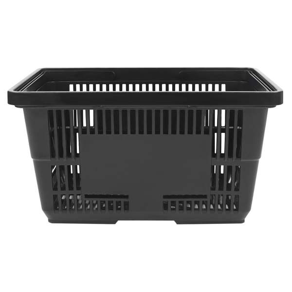 Lot de 12 paniers de courses pliables en plastique Panier d'achat noir grand format avec poignées pour le shopping 36*22*25㎝