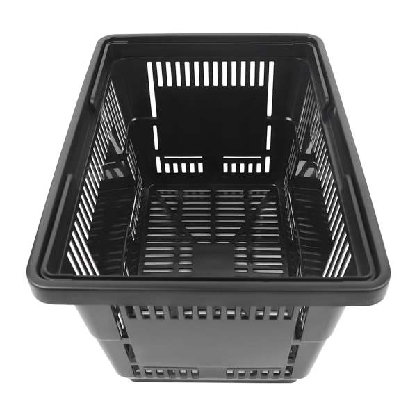 Lot de 12 paniers de courses pliables en plastique Panier d'achat noir grand format avec poignées pour le shopping 36*22*25㎝ Lot de 12 paniers de courses pliables en plastique Panier d'achat noir grand format avec poignées pour le shopping 36*22*25㎝