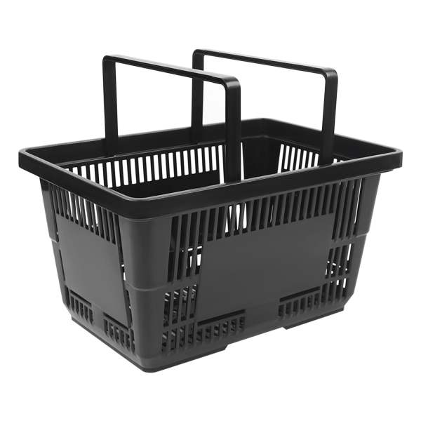 Lot de 12 paniers de courses pliables en plastique Panier d'achat noir grand format avec poignées pour le shopping 36*22*25㎝