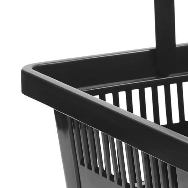 Lot de 12 paniers de courses pliables en plastique Panier d'achat noir grand format avec poignées pour le shopping 36*22*25㎝