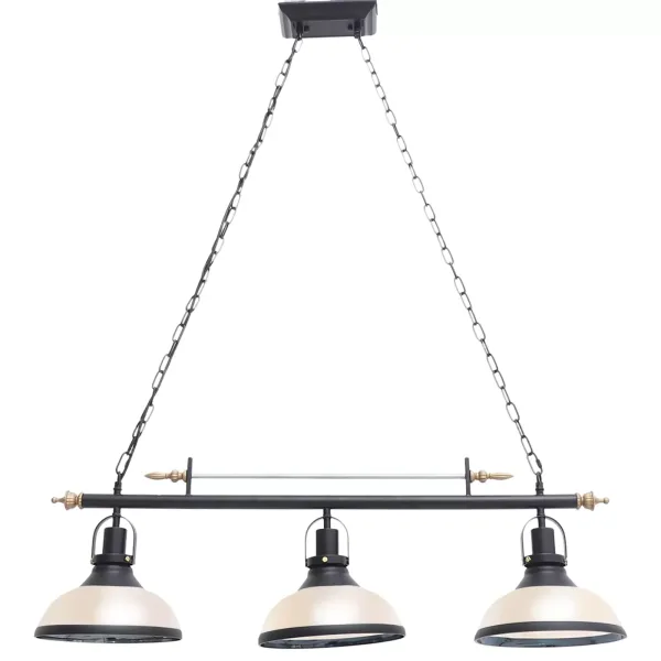Lampe suspendue rétro pour billard - Lampe de billard industrielle - Châssis avec chaîne noire - Lustre suspendu - Pour table de billard