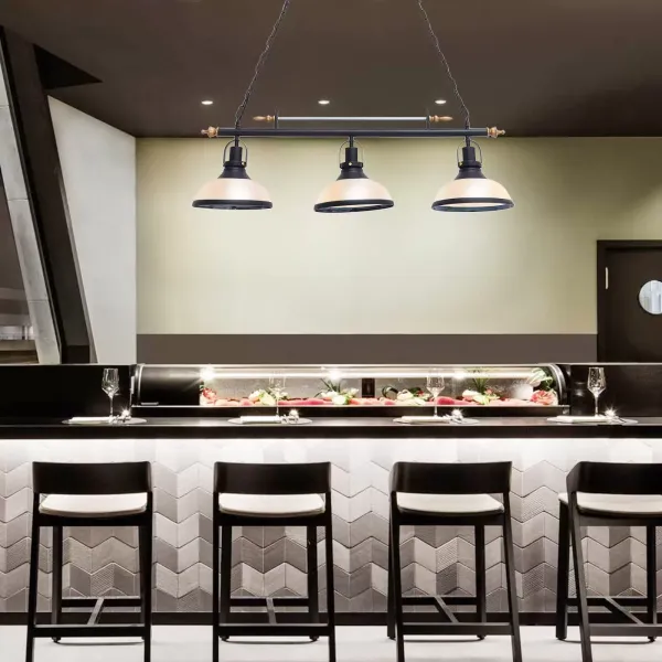 Lampe suspendue rétro pour billard - Lampe de billard industrielle - Châssis avec chaîne noire - Lustre suspendu - Pour table de billard