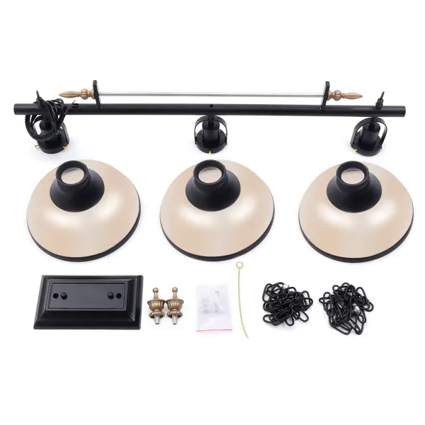 Lampe suspendue rétro pour billard - Lampe de billard industrielle - Châssis avec chaîne noire - Lustre suspendu - Pour table de billard