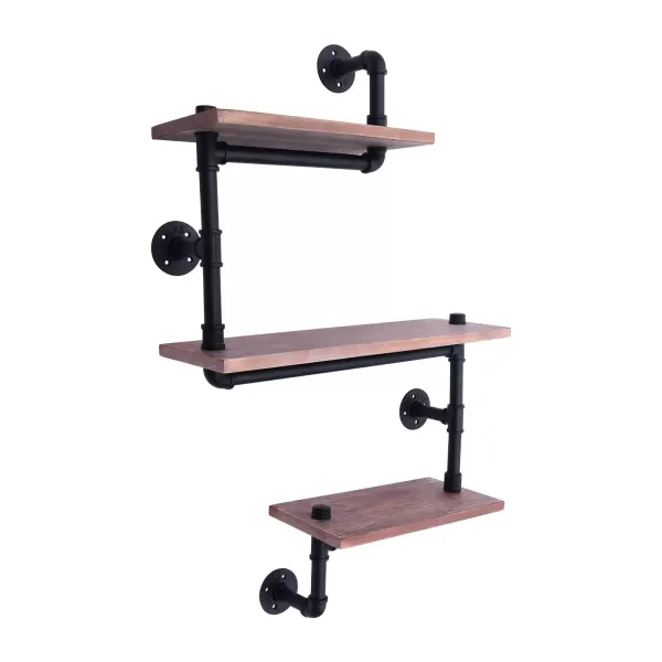 Étagère de Rangement à Trois Étages Étagère Murale en Bois Étagère de Rangement Multifonctionnelle