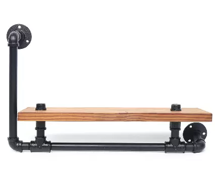 Industriële zwevende plank wandgemonteerde houten plank buis wandplank wandplank voor woonkamer slaapkamer