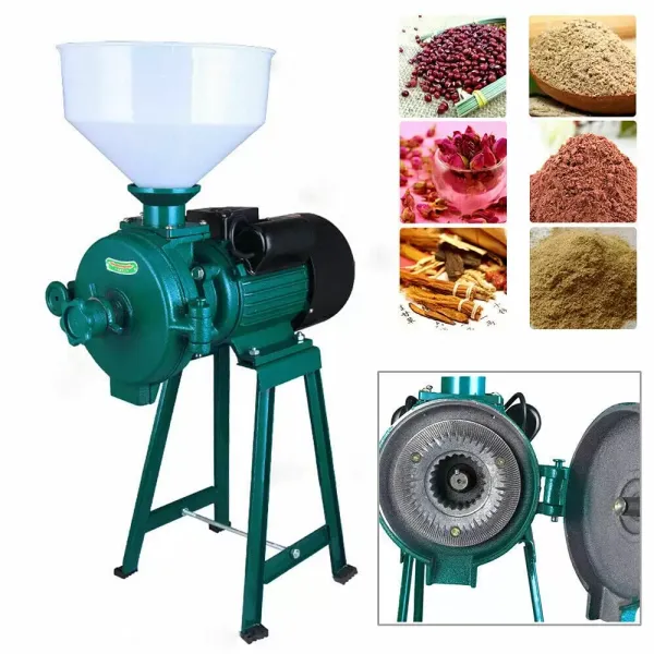 Moulin à céréales avec entonnoir pour graines, farine de riz, maïs 1400 tr/min ( Vert )