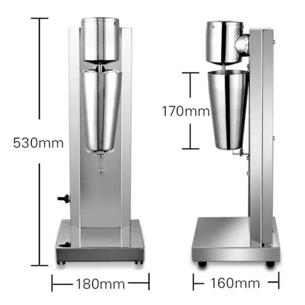 Machine à milk-shake commerciale de 180W en acier inoxydable, avec mousseur, pour smoothie 650m