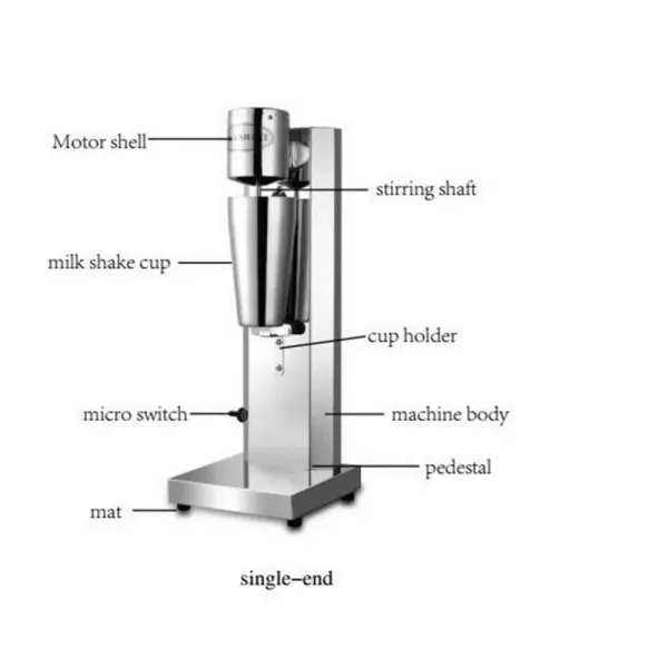 Machine à milk-shake commerciale de 180W en acier inoxydable, avec mousseur, pour smoothie 650m Machine à milk-shake commerciale de 180W en acier inoxydable, avec mousseur, pour smoothie 650m