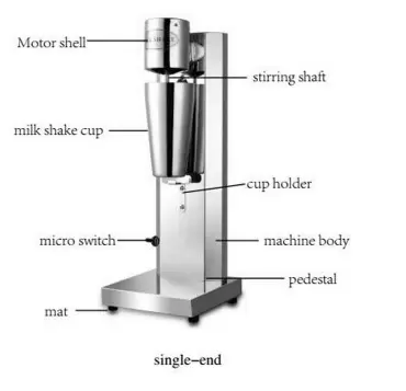 Machine à milk-shake commerciale de 180W en acier inoxydable, avec mousseur, pour smoothie 650m