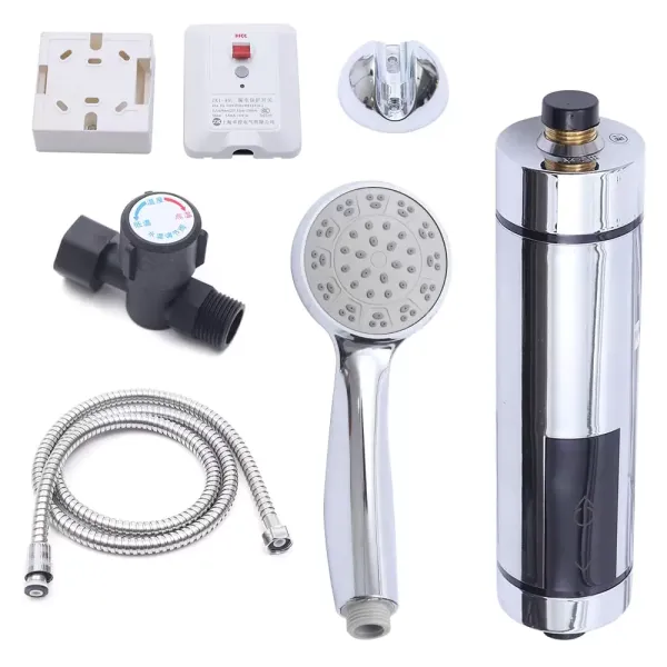 Chauffe-eau électronique avec kit de douche de salle de bain, 220 V 5500 W douche, température réglable, chauffe-eau instantané