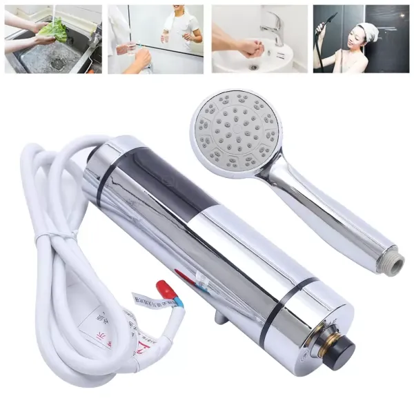 Chauffe-eau électronique avec kit de douche de salle de bain, 220 V 5500 W douche, température réglable, chauffe-eau instantané Chauffe-eau électronique avec kit de douche de salle de bain, 220 V 5500 W douche, température réglable, chauffe-eau instantané