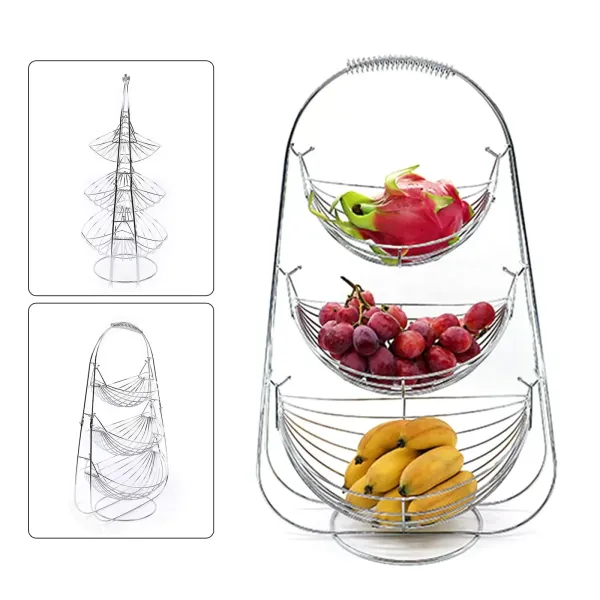 Corbeille à fruits en métal à 3 niveaux - Avec grande capacité - Plateau de travail moderne pour la décoration de la maison, de la cuisine