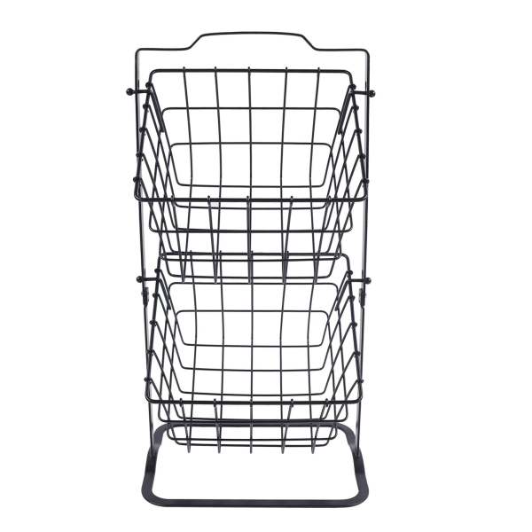 Corbeille à fruits avec rangement à 2 étages, corbeille à fruits en métal, 2 étages, panier à légumes suspendu pour animaux