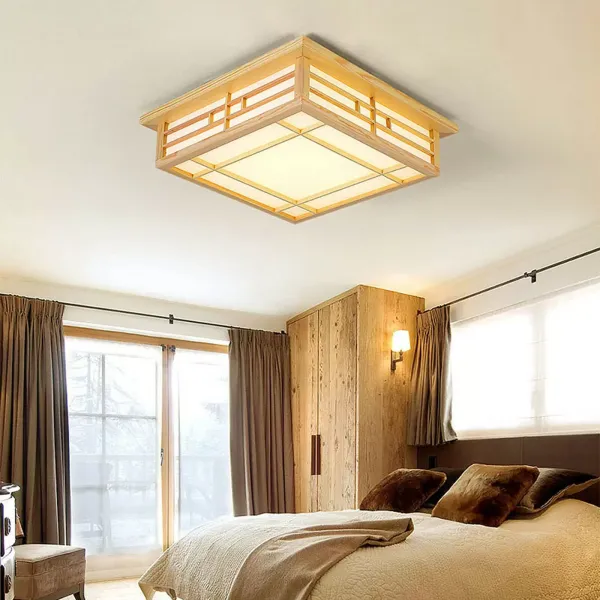 Plafonnier LED en bois - Pour chambre à coucher - 220 V - 24 W