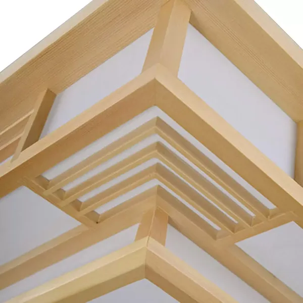 Plafonnier japonais à LED - En bois massif - Géométrie créative - Pour salon, chambre à coucher
