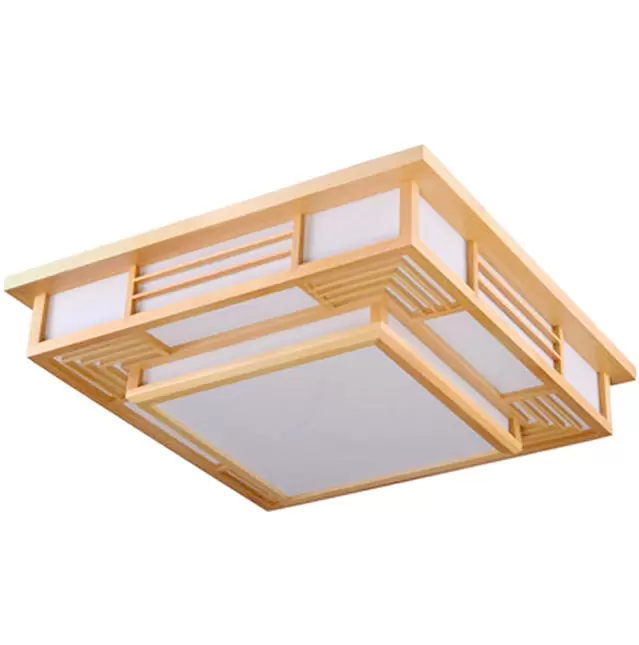 Plafonnier japonais à LED - En bois massif - Géométrie créative - Pour salon, chambre à coucher